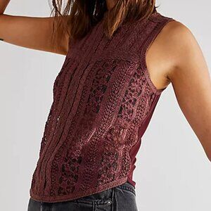 Free People Tea Party Lace Crop Tank NWOT